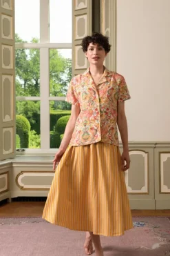 Blouse Korte Mouw Kyoto Festival Geel