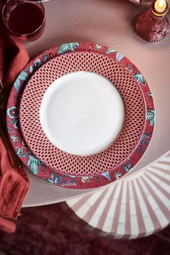 Flower Festival Dinerbord Rood/Donker 26.5 Cm