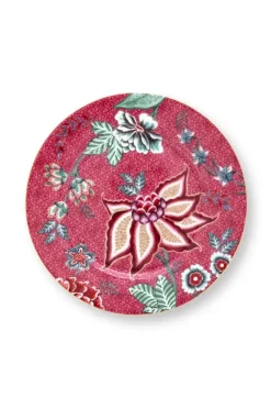 Flower Festival Set/4 Gebaksborden Donker 17Cm