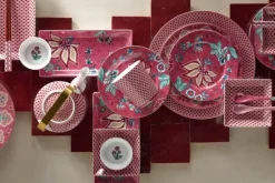 Flower Festival Set/4 Gebaksborden Donker 17Cm