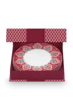 Flower Festival Set/4 Ontbijtborden Donker 21Cm