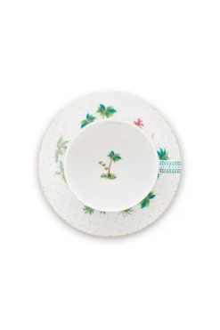 Jolie Set/2 Cappuccino Kop & Schotel Dots Gold