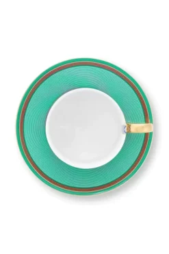 Pip Chique Stripes Cappuccino Kop & Schotel Roze/Groen