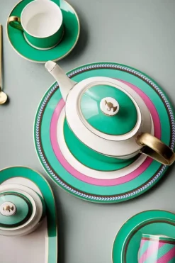 Pip Chique Stripes Cappuccino Kop & Schotel Roze/Groen