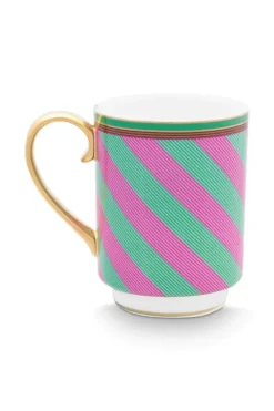 Pip Chique Stripes Mok Groot Roze/Groen 350Ml