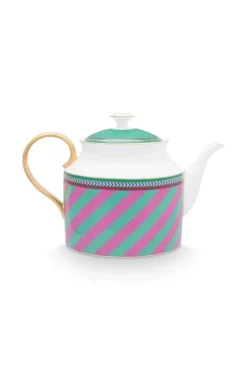 Pip Chique Stripes Theepot Groot Roze/Groen