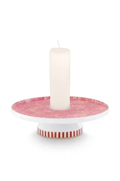 Royal Stripes Kaarshouder Bloemen Roze 14Cm