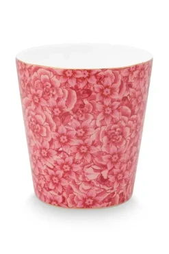 Royal Stripes Mok Bloemen Donkerroze