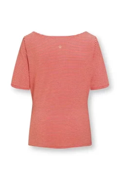 Top Korte Mouw Little Sumo Stripe Koraal