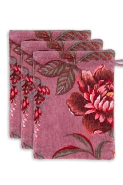 Washandje Set/3 Secret Garden Mauve 16X22Cm