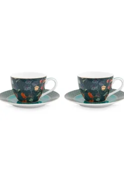 Winter Wonderland Set/2 Espresso Kop & Schotel Donkerblauw